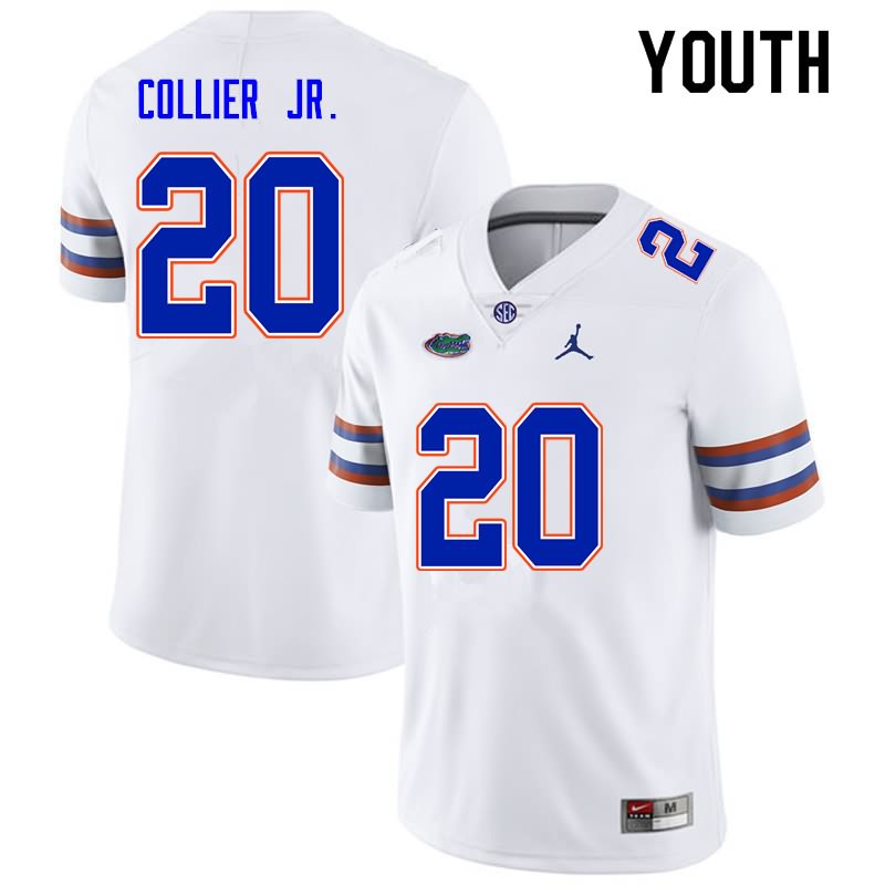 NCAA Florida Gators Corey Collier Jr. Youth #20 Nike White Stitched Authentic College Football Jersey ARE3664QB